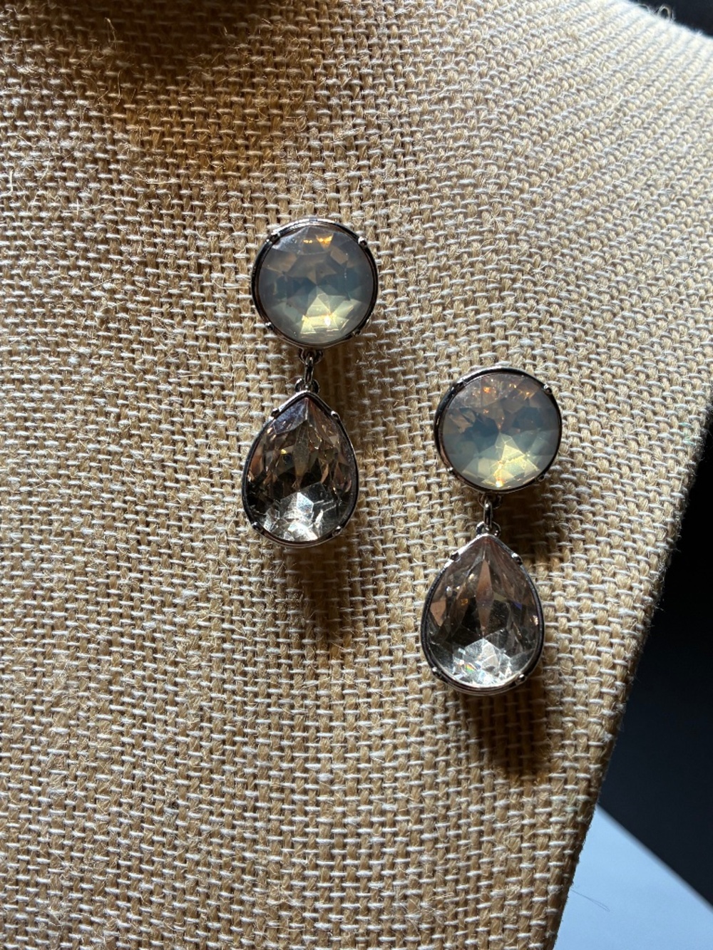 Crystal Lucky Brand silver tone crystal drop earrings